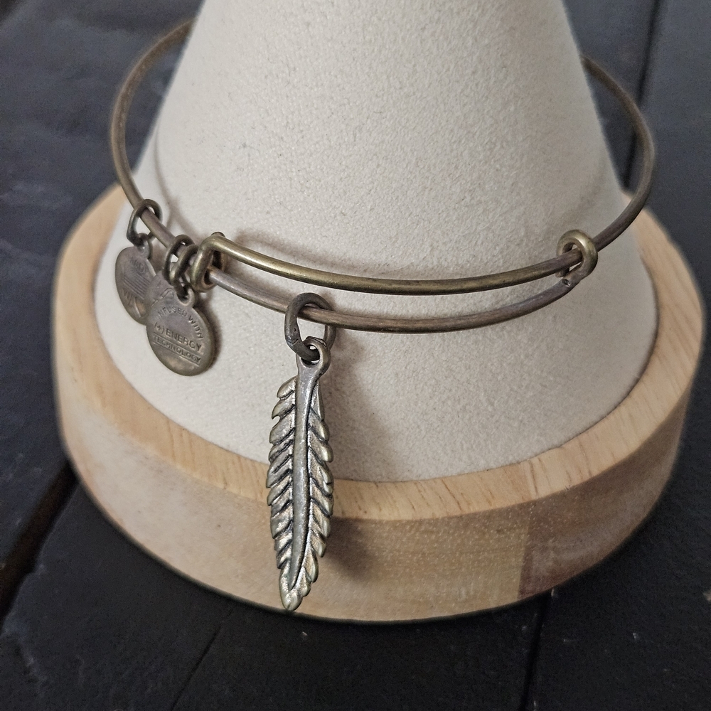 Alex and Ani Gold Feather Charm Bracelet